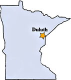 map of Minnesota showing where Duluth is located